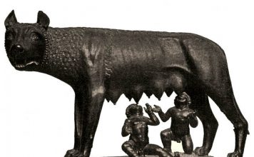The wolf, feeding the twins Romulus and Remus